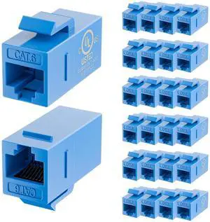 LEENUE 25 Pack CAT6 Keystone Coupler, UL Listed Ethernet Keystone Jack Female to Female, Gold-Plated RJ45 Cat6 Keystone Coupler UTP for Cat6/Cat5e/Cat5 Network Cable, 10Gbps, Blue LEENUE 25 Pack CAT6 Keystone Coupler, UL Listed Ethernet Keystone Jack Female to Female, Gold-Plated RJ45 Cat6 Keystone Coupler UTP for Cat6/Cat5e/Cat5 Network Cable, 10Gbps, Blue