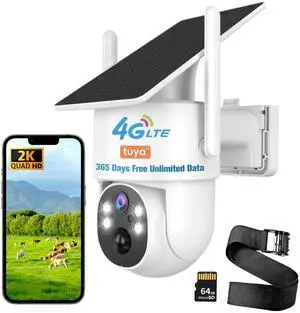 Kweiugfi 4G LTE Cellular Security Camera Outdoor,365 Days Free Unlimited Data,No WiFi Security Camera Solar Powered,360Viewing,2K Color Night Vision,Tuya Smart Camera,PIR Motion Sensor,64GB Storage Kweiugfi 4G LTE Cellular Security Camera Outdoor,365 Days Free Unlimited Data,No WiFi Security Camera Solar Powered,360Viewing,2K Color Night Vision,Tuya Smart Camera,PIR Motion Sensor,64GB Storage