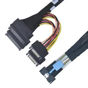 LetLinkSo PCIe 5.0 MCIO x8 to 2 x SFF-8639 Cable for U.2 NVMe SSD with 15Pin Power, 0.5feet (15 cm) LetLinkSo PCIe 5.0 MCIO x8 to 2 x SFF-8639 Cable for U.2 NVMe SSD with 15Pin Power, 0.5feet (15 cm)