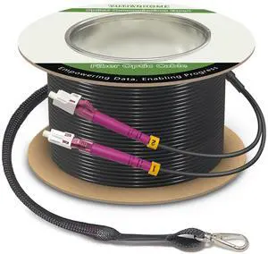 500 Feet (150 Meters) Armored OM4 LC to LC Fiber Patch Cables, 10gb/40gb/100gb Multimode LC Fiber Optic Cable Indoor/Outdoor with Pulling Eye Kit Installed on one end, Duplex 50/125m LC Jumper 500 Feet (150 Meters) Armored OM4 LC to LC Fiber Patch Cables, 10gb/40gb/100gb Multimode LC Fiber Optic Cable Indoor/Outdoor with Pulling Eye Kit Installed on one end, Duplex 50/125m LC Jumper