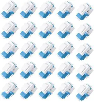 fyboptwu - 25 pcs Fiber Optic Keystone Jack Coupler LC Duplex Singlemode Coupler (White) (SM) Fiber Optic Cable Adapter LC-LC Duplex Single Mode Connector for Fiber Wall Plate fyboptwu - 25 pcs Fiber Optic Keystone Jack Coupler LC Duplex Singlemode Coupler (White) (SM) Fiber Optic Cable Adapter LC-LC Duplex Single Mode Connector for Fiber Wall Plate