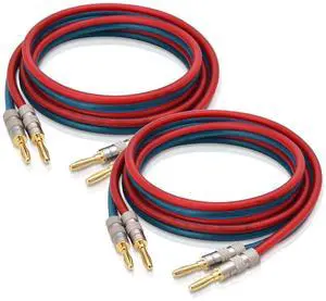 AutCreation Speaker Cable Wire with Banana Plugs,14 AWG HiFi Pure Copper Speaker Wire,99.9% OFC Stranded Copper Wire,Gold Plated Banana Tip Plugs,Red/Blue (3M(9.8ft)) AutCreation Speaker Cable Wire with Banana Plugs,14 AWG HiFi Pure Copper Speaker Wire,99.9% OFC Stranded Copper Wire,Gold Plated Banana Tip Plugs,Red/Blue (3M(9.8ft))