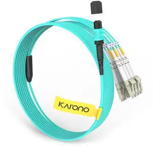Karono 23 ft (7M) MPO/MTP Fanout Patch Cable 8 x LC (4 Duplex) 40G OM3 Aqua Karono 23 ft (7M) MPO/MTP Fanout Patch Cable 8 x LC (4 Duplex) 40G OM3 Aqua