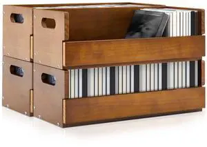 CroBlissful 4 Set Wooden CD Storage Box,Holds 144 CDs(36 Each),Stackable CD Holder Organizer with Magnetic Front Flap and Carrying Handles for DVDs, Cassette Tapes and Movie Cases (Brown) CroBlissful 4 Set Wooden CD Storage Box,Holds 144 CDs(36 Each),Stackable CD Holder Organizer with Magnetic Front Flap and Carrying Handles for DVDs, Cassette Tapes and Movie Cases (Brown)