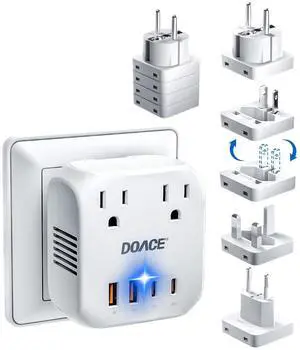 Upgraded 2000W Voltage Converter US to Europe for Hair Dryer - 220V to 110V Converter for European Travel, Power Converter Adapter Combo with 2 PD/QC & UK/AU/US/IT/European Travel Plug Adapters Upgraded 2000W Voltage Converter US to Europe for Hair Dryer - 220V to 110V Converter for European Travel, Power Converter Adapter Combo with 2 PD/QC & UK/AU/US/IT/European Travel Plug Adapters