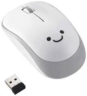 ELECOM Cute Face Mouse, 2.4GHz USB Wireless, Ambidextrous Design, Silent Click, Lightweight, Portable, Gray White Computer Mice, Plug and Play, Girls, Boys and Kids, for PC, Laptop, Windows and ELECOM Cute Face Mouse, 2.4GHz USB Wireless, Ambidextrous Design, Silent Click, Lightweight, Portable, Gray White Computer Mice, Plug and Play, Girls, Boys and Kids, for PC, Laptop, Windows and