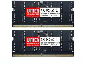 WINTEN DDR5-4800 32GB (2 x 16GB) 262-Pin CL40 1.1V SODIMM SDRAM Internal Memory/Expansion Module for Laptop PCs WT-SD4800-D32GB WINTEN DDR5-4800 32GB (2 x 16GB) 262-Pin CL40 1.1V SODIMM SDRAM Internal Memory/Expansion Module for Laptop PCs WT-SD4800-D32GB