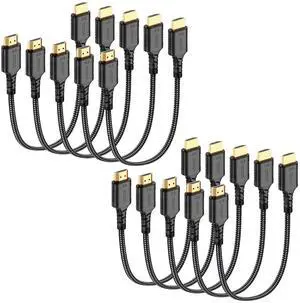 Short HDMI Cable 1 Foot 10-Pack, 8K HDMI 2.1 Cable 1FT 48Gbps Ultra High Speed Braided HDMI Cords Multi Pack, 1 FT HDMI Cable with ARC/eARC for Camera, Field Monitor, External Recorder, Laptop, PC Short HDMI Cable 1 Foot 10-Pack, 8K HDMI 2.1 Cable 1FT 48Gbps Ultra High Speed Braided HDMI Cords Multi Pack, 1 FT HDMI Cable with ARC/eARC for Camera, Field Monitor, External Recorder, Laptop, PC