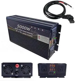 5000W Power Inverter 72V DC to 110V AC Converter with LED Display Dual AC Outlets Dual Fans Radiating for RV, Camp, Boat and Home Emergency Portable Pure Sine Wave Inverter (LED Screen, 5000W 72V) 5000W Power Inverter 72V DC to 110V AC Converter with LED Display Dual AC Outlets Dual Fans Radiating for RV, Camp, Boat and Home Emergency Portable Pure Sine Wave Inverter (LED Screen, 5000W 72V)