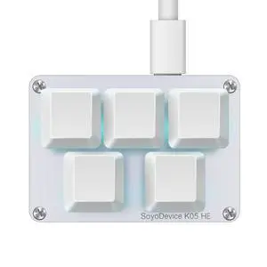 SAYODEVICE K05 HE Rapid Trigger Hall Effect Mini Keyboard Suitable for OSU and Geometry Dash Rhythm Game Macro Keypad with Magnetic Linear Switches (White, Gateron Jade Pro Green Switch) SAYODEVICE K05 HE Rapid Trigger Hall Effect Mini Keyboard Suitable for OSU and Geometry Dash Rhythm Game Macro Keypad with Magnetic Linear Switches (White, Gateron Jade Pro Green Switch)