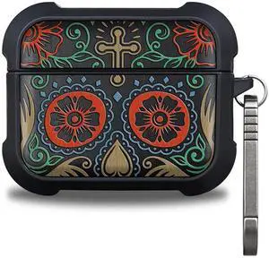 Black Solid Wood for AirPods Pro 3 Case (2025), Sugar Skull Black Solid Wood for AirPods Pro 3 Case (2025), Sugar Skull