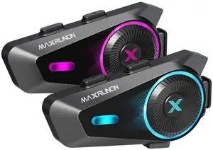 MAXRUNON D10 Motorcycle Bluetooth Headset with Natural AI Voice Control, Bluetooth 5.4 Helmet Intercom for 4 Riders with ENC Noise Canceling, Audio Multitasking, FM, IPX7, Fits Snowmobile/ATV, 2 Pack MAXRUNON D10 Motorcycle Bluetooth Headset with Natural AI Voice Control, Bluetooth 5.4 Helmet Intercom for 4 Riders with ENC Noise Canceling, Audio Multitasking, FM, IPX7, Fits Snowmobile/ATV, 2 Pack