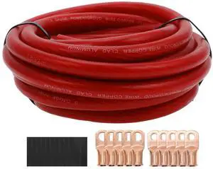HEROFFIX 25 - Foot 1/0 Gauge Copper - Clad Aluminum (CCA) Automotive Wire: Ideal for Power/Ground Battery Car Audio Speaker RV Trailer & Amp - Red HEROFFIX 25 - Foot 1/0 Gauge Copper - Clad Aluminum (CCA) Automotive Wire: Ideal for Power/Ground Battery Car Audio Speaker RV Trailer & Amp - Red