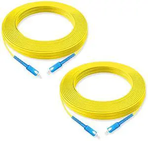 Lebrudos 2Pcs 15 Meter Fiber Optic Patch Cord SC UPC to SC UPC, Simplex Single Mode Fiber Cable Jumper OS2 G652D 9/125m, 1310nm/1550nm LSZH 3.0mm Lebrudos 2Pcs 15 Meter Fiber Optic Patch Cord SC UPC to SC UPC, Simplex Single Mode Fiber Cable Jumper OS2 G652D 9/125m, 1310nm/1550nm LSZH 3.0mm