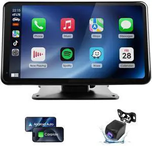 Wireless CarPlay & Android Auto Screen for Car - 7" Portable Car Stereo with 1080P Backup Camera, GPS Navigation, Voice Control, Bluetooth, FM, AUX - Universal Plug & Play Head Unit for Older V Wireless CarPlay & Android Auto Screen for Car - 7" Portable Car Stereo with 1080P Backup Camera, GPS Navigation, Voice Control, Bluetooth, FM, AUX - Universal Plug & Play Head Unit for Older V