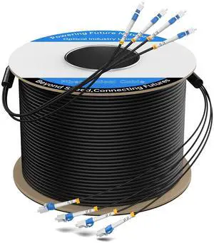150M/492FT Outdoor Armored LC to LC Fiber Optic Cable, 4 Core OS2 Single Mode 9/125m, Industrial TPU Jacket, OD 5mm, 4 Strands, SMF, Direct Burial, Heavy-Duty LC-LC Patch Cord for Harsh Environments 150M/492FT Outdoor Armored LC to LC Fiber Optic Cable, 4 Core OS2 Single Mode 9/125m, Industrial TPU Jacket, OD 5mm, 4 Strands, SMF, Direct Burial, Heavy-Duty LC-LC Patch Cord for Harsh Environments