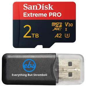 SanDisk 2TB Extreme Pro MicroSDXC Memory Card, Works with GoPro Lit Hero, Max 2, HERO13 Black, Ultra Wide (SDSQXCD-2T00-GN6MA), Bundle with (1) Everything But Stromboli Reader SanDisk 2TB Extreme Pro MicroSDXC Memory Card, Works with GoPro Lit Hero, Max 2, HERO13 Black, Ultra Wide (SDSQXCD-2T00-GN6MA), Bundle with (1) Everything But Stromboli Reader