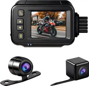 FIRE BULL Motorcycle Dash Cam Dual Front and Rear 720P Camera, 2.0'' IPS Screen, 120 Wide Angle, IP67 Waterproof DVR with G-Sensor, Parking Monitor, Loop Recording FIRE BULL Motorcycle Dash Cam Dual Front and Rear 720P Camera, 2.0'' IPS Screen, 120 Wide Angle, IP67 Waterproof DVR with G-Sensor, Parking Monitor, Loop Recording