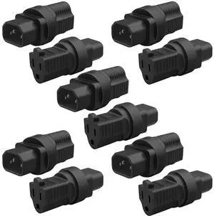 TEWOXIN 10 PCS IEC320 C14 to 5-15R Power Adapter Plug,3-Prong US Standard Grounding Connector, 125V 15A,for Computer, Server & Electronics TEWOXIN 10 PCS IEC320 C14 to 5-15R Power Adapter Plug,3-Prong US Standard Grounding Connector, 125V 15A,for Computer, Server & Electronics