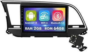 9 Inch IPS Touchscreen Android 14 Car Stereo for Hyundai Elantra 2016 2017 2018 with Wireless CarPlay & Android Auto 2+64GB Car Radio, Support WiFi 6, Bluetooth,5.4, Backup Camera, SWC 9 Inch IPS Touchscreen Android 14 Car Stereo for Hyundai Elantra 2016 2017 2018 with Wireless CarPlay & Android Auto 2+64GB Car Radio, Support WiFi 6, Bluetooth,5.4, Backup Camera, SWC
