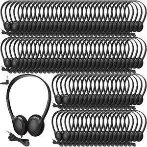Hoteam 100 Pack Headphones for Classroom Bulk Students Adjustable Headphones Wired Pack Black Over the Head Earphones with 3.5 mm Plug for School Library Museums Charity(Black,Minimalist) Hoteam 100 Pack Headphones for Classroom Bulk Students Adjustable Headphones Wired Pack Black Over the Head Earphones with 3.5 mm Plug for School Library Museums Charity(Black,Minimalist)