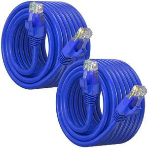 Maximm Cat6 Ethernet Cable 50 Ft Blue (2-Pack), 10Gbps 550MHz UTP Cord Maximm Cat6 Ethernet Cable 50 Ft Blue (2-Pack), 10Gbps 550MHz UTP Cord