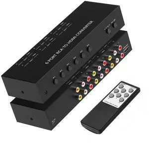 6 Port RCA to HDMI Converter, Dual AV to HDMI Converter Supports 16:9/4:3 Composite to HDMIAdapter Support 1080P PAL/NTSC Compatible with Sega/Xbox/PS1/PS2/PS3/WII/N64/VHS, VCRs, and DVD Players 6 Port RCA to HDMI Converter, Dual AV to HDMI Converter Supports 16:9/4:3 Composite to HDMIAdapter Support 1080P PAL/NTSC Compatible with Sega/Xbox/PS1/PS2/PS3/WII/N64/VHS, VCRs, and DVD Players