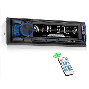 Car Radio Bluetooth Single DIN Car Stereo with Bluetooth,Car Audio with Push to Talk Button for Handsfree Calling,FM/ MP3/EQ/SD/AUX,Dual USB,iOS & Android App Control,7 LED Colors ^^ No CD Player Car Radio Bluetooth Single DIN Car Stereo with Bluetooth,Car Audio with Push to Talk Button for Handsfree Calling,FM/ MP3/EQ/SD/AUX,Dual USB,iOS & Android App Control,7 LED Colors ^^ No CD Player