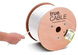 trueCABLE RG6 Dual Shield Coax, 1000ft, White, Riser Rated (CMR/CATVR/CL2), Bare Copper Conductor Coaxial Cable, 3GHz Sweep Tested trueCABLE RG6 Dual Shield Coax, 1000ft, White, Riser Rated (CMR/CATVR/CL2), Bare Copper Conductor Coaxial Cable, 3GHz Sweep Tested