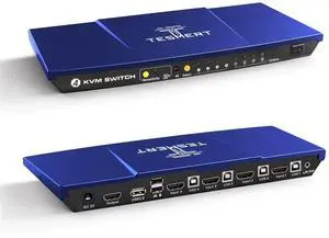 TESmert HDMI KVM Switch 1 Monitor 4 Computers, 4K@60Hz 4 Port KVM Switches 4 PCs, with EDID Emulator, HDR10 Dolby Vision HDCP 2.2, L/R Out, USB, Auto Scan, IR Hotkey Switch, 2K@120Hz 1920x1080@240Hz TESmert HDMI KVM Switch 1 Monitor 4 Computers, 4K@60Hz 4 Port KVM Switches 4 PCs, with EDID Emulator, HDR10 Dolby Vision HDCP 2.2, L/R Out, USB, Auto Scan, IR Hotkey Switch, 2K@120Hz 1920x1080@240Hz