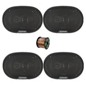 2 Pair (Qty 4) of Blaupunkt BPS-E694 6x9" 70 Watt Max 4-Way Car Speakers with 50 Feet 16 Gauge Wire 2 Pair (Qty 4) of Blaupunkt BPS-E694 6x9" 70 Watt Max 4-Way Car Speakers with 50 Feet 16 Gauge Wire
