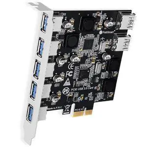 7-Ports Superspeed 5Gbps PCIE USB 3.0 Expansion Card for Windows 11, 10, 8.x, 7, Vista, XP Desktop PCs, Built in FebSmart Self-Powered Technology, No Need Additional Power Supply (FS-U7-Pro) 7-Ports Superspeed 5Gbps PCIE USB 3.0 Expansion Card for Windows 11, 10, 8.x, 7, Vista, XP Desktop PCs, Built in FebSmart Self-Powered Technology, No Need Additional Power Supply (FS-U7-Pro)