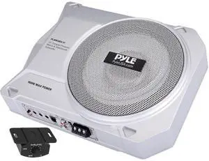 Pyle 10-Inch Low-Profile Amplified Subwoofer System - 900 Watt Compact Enclosed Active Marine Underseat Car Subwoofer with Built In Amp, Powered Car Subwoofer w/ Low & High Level Inputs Pyle 10-Inch Low-Profile Amplified Subwoofer System - 900 Watt Compact Enclosed Active Marine Underseat Car Subwoofer with Built In Amp, Powered Car Subwoofer w/ Low & High Level Inputs