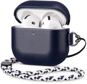 Maogoam Leather Case for AirPods 4 with D Clip Hand Strap, Genuine Veg-Tanned Leather Cover Compatible with AirPods 4th Gen 2024, Patina Finish, Wireless Charging for Stylish Professionals, Blu Maogoam Leather Case for AirPods 4 with D Clip Hand Strap, Genuine Veg-Tanned Leather Cover Compatible with AirPods 4th Gen 2024, Patina Finish, Wireless Charging for Stylish Professionals, Blu
