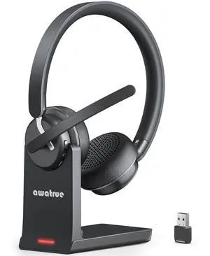 awatrue Wireless Headset with Mic for Work, Bluetooth Headset with AI Noise Cancelling Mic for Clear Calls, Bluetooth 5.3 & 2.4G Dongle, Computer Headset for Call Center/PC/Zoom awatrue Wireless Headset with Mic for Work, Bluetooth Headset with AI Noise Cancelling Mic for Clear Calls, Bluetooth 5.3 & 2.4G Dongle, Computer Headset for Call Center/PC/Zoom