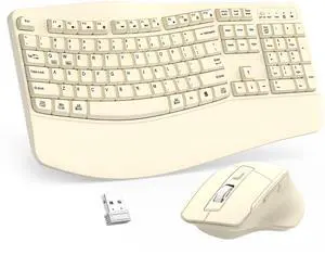 Wireless Keyboard and Mouse Combo, Ergonomic Wave Keys (Latte) Wireless Keyboard and Mouse Combo, Ergonomic Wave Keys (Latte)