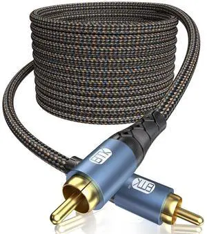 EMK Subwoofer Cable RCA to RCA Audio Cable 24K Gold-Plated Nylon Braided Double Shielded Digital Analogue Supports Amplifiers,Home Theater,Hi-Fi Systems,Subwoofer(25ft/8m) EMK Subwoofer Cable RCA to RCA Audio Cable 24K Gold-Plated Nylon Braided Double Shielded Digital Analogue Supports Amplifiers,Home Theater,Hi-Fi Systems,Subwoofer(25ft/8m)