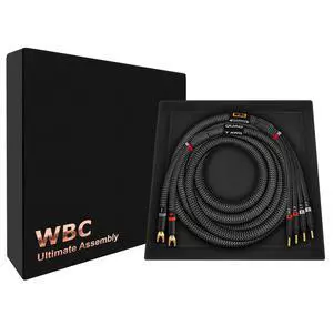 WORLDS BEST CABLES 6 Foot Ultimate - 7 AWG - Ultra-Pure OFC - Premium Audiophile HiFi Bi-Wire Speaker Cable for Center Channel - Eminence Gold Spade (x2) & Banana (x4) Plugs & Carbon Tweed Jacket WORLDS BEST CABLES 6 Foot Ultimate - 7 AWG - Ultra-Pure OFC - Premium Audiophile HiFi Bi-Wire Speaker Cable for Center Channel - Eminence Gold Spade (x2) & Banana (x4) Plugs & Carbon Tweed Jacket