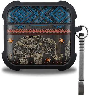 Black Solid Wood for AirPods 4 Case (2024) (USB-C), Boho Elephant Black Solid Wood for AirPods 4 Case (2024) (USB-C), Boho Elephant