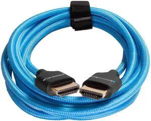 KONDOR BLUE ^^ 7' Full HDMI 2.0 Straight Braided Cable ^^ Type A Male to Male, 4K 60Hz 18Gbps, HDR, 3D, Reinforced ^^ for On-Camera Monitors & Recorders ^^ Blue KONDOR BLUE ^^ 7' Full HDMI 2.0 Straight Braided Cable ^^ Type A Male to Male, 4K 60Hz 18Gbps, HDR, 3D, Reinforced ^^ for On-Camera Monitors & Recorders ^^ Blue