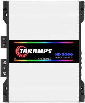 Taramps HD 3000 4 Ohm Rgb Effects Monoblock Amplifier 3000 Watts Rms Full Range Car Audio 12.6VDC Output Power, Crossover System Rca Input Class D Amp Taramps HD 3000 4 Ohm Rgb Effects Monoblock Amplifier 3000 Watts Rms Full Range Car Audio 12.6VDC Output Power, Crossover System Rca Input Class D Amp
