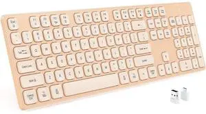 B.FRIENDIT Rechargeable Wireless Keyboard for Mac and Windows, Ultra Slim 2.4GHz Full-Size Keyboard with Low-Profile Quiet Keys, Compatible with PC, Laptop, Windows 11/10/8/7 (Milk Tea) B.FRIENDIT Rechargeable Wireless Keyboard for Mac and Windows, Ultra Slim 2.4GHz Full-Size Keyboard with Low-Profile Quiet Keys, Compatible with PC, Laptop, Windows 11/10/8/7 (Milk Tea)