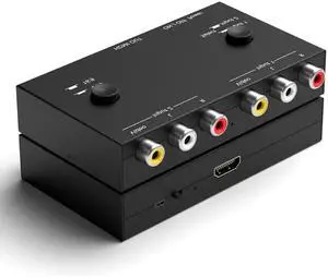 SQFOR 2 Port RCA to HDMI Converter, AV Composite to HDMI Converter Adapter, 2 AV in 1 HDMI Out, for WII N64/PS1/PS2/PS3/VHS/VCR/DVD Players, Support 16:9/4:3 720P/1080P SQFOR 2 Port RCA to HDMI Converter, AV Composite to HDMI Converter Adapter, 2 AV in 1 HDMI Out, for WII N64/PS1/PS2/PS3/VHS/VCR/DVD Players, Support 16:9/4:3 720P/1080P