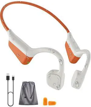 XPAU Bone Conduction Headphones,Bluetooth 5.4 Open Ear Headset with Mic,Wireless Earphones Stereo Sound,18H Playtime, 27g Lightweight,IPX6 Sweatproof Waterproof for Running,Cycling,Workout-Oran XPAU Bone Conduction Headphones,Bluetooth 5.4 Open Ear Headset with Mic,Wireless Earphones Stereo Sound,18H Playtime, 27g Lightweight,IPX6 Sweatproof Waterproof for Running,Cycling,Workout-Oran