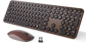 MPTOG Wireless Keyboard and Mouse Combo, Retro Round Typewriter Keys, 2.4G Silent Connection with Number Pad, Ergonomic Aesthetic Desk Set for Home Office, Laptop, PC, Mac (Black Coffee) MPTOG Wireless Keyboard and Mouse Combo, Retro Round Typewriter Keys, 2.4G Silent Connection with Number Pad, Ergonomic Aesthetic Desk Set for Home Office, Laptop, PC, Mac (Black Coffee)