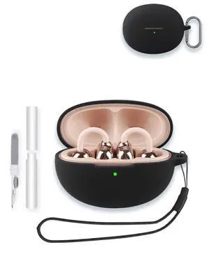 Case for 1MORE Ear Clip S12 Clip-On Earbuds 2025 New, WUNIAK Soft Silicone Protective Portable Scratch Shock Resistant Shell with Cleaner Kit & Carabiner & Lanyard for 1MORE Ear Clip S12,Black Case for 1MORE Ear Clip S12 Clip-On Earbuds 2025 New, WUNIAK Soft Silicone Protective Portable Scratch Shock Resistant Shell with Cleaner Kit & Carabiner & Lanyard for 1MORE Ear Clip S12,Black