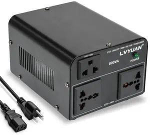 LVYUAN Voltage Converter Transformer 800 Watt Step Up/Down Convert from 110V-120V to 220V-240Vt and from 220V-240V to 110V-120V with 2 US outlets, 2 Universal outlets, Resettable Circuit Breaker LVYUAN Voltage Converter Transformer 800 Watt Step Up/Down Convert from 110V-120V to 220V-240Vt and from 220V-240V to 110V-120V with 2 US outlets, 2 Universal outlets, Resettable Circuit Breaker