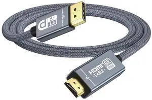 DisplayPort to HDMI Cable 8K@60Hz 4K@240Hz/120Hz, Active DisplayPort 1.4a/2.1 to HDMI 2.1 Cable, Supports NVIDIA, VRR, G-SYNC, HDR, Dolby Vision, HDCP 2.3, DSC, RTX4090/4080, RTX5090/5080 (3.3ft) DisplayPort to HDMI Cable 8K@60Hz 4K@240Hz/120Hz, Active DisplayPort 1.4a/2.1 to HDMI 2.1 Cable, Supports NVIDIA, VRR, G-SYNC, HDR, Dolby Vision, HDCP 2.3, DSC, RTX4090/4080, RTX5090/5080 (3.3ft)