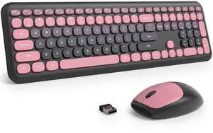 Fogruaden Quiet Wireless Keyboard and Mouse, 2.4GHz Retro Cute Typewriter-Style Full-Size Colorful Keyboard and Mouse Combo, Slim Design, Low-Noise Typing for Home, Office, Windows PC (BerryBla Fogruaden Quiet Wireless Keyboard and Mouse, 2.4GHz Retro Cute Typewriter-Style Full-Size Colorful Keyboard and Mouse Combo, Slim Design, Low-Noise Typing for Home, Office, Windows PC (BerryBla