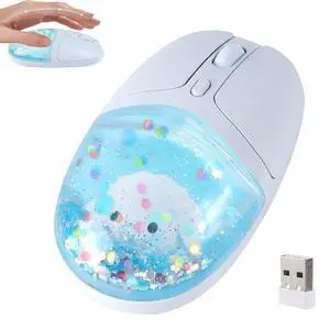 Wireless Bluetooth Mouse with Liquid Glitter Quicksand Dual Mode Rechargeable Silent Portable Ergonomic Cute Aqua Water Mouse with LED Breathing Light, for PC Laptop Tablet Kids Adults Gift(Blu Wireless Bluetooth Mouse with Liquid Glitter Quicksand Dual Mode Rechargeable Silent Portable Ergonomic Cute Aqua Water Mouse with LED Breathing Light, for PC Laptop Tablet Kids Adults Gift(Blu